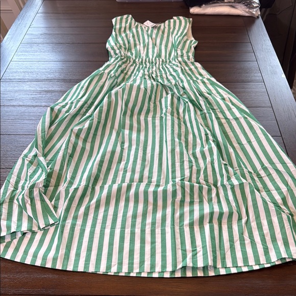 J. Crew Green and White Striped Midi Dress - Picture 3 of 10